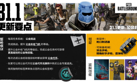 PUBG正式进行31.1版本更新 公会系统大规模变更升级